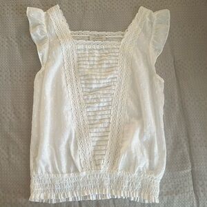 Lucky Brand White Smocked Top XS
